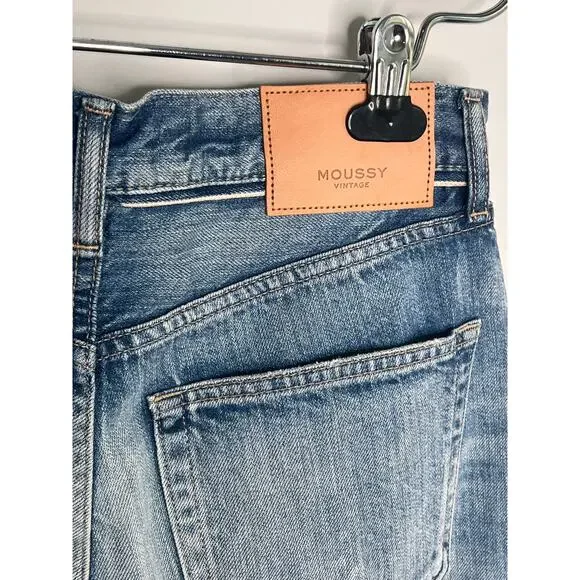 Moussy Vintage Selvedge Paint Splatter High Waisted Button Fly Straight Jeans 28 - Picture 9 of 13